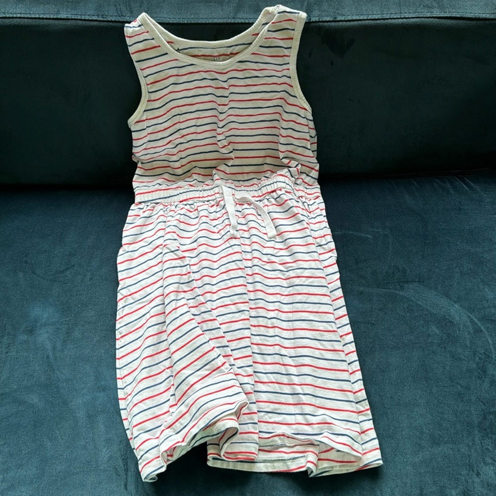 Gap kids Girls Size L Cotton Tank Dress Red White & Blue Striped